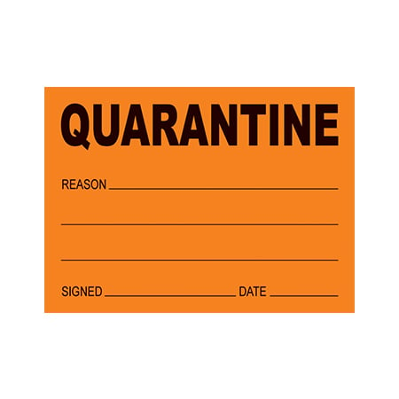 QC Labels Quarantine Orange 50mm x 70mm (250/roll)